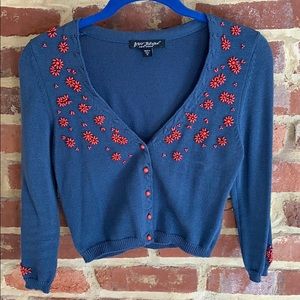 Betsey Johnson cropped beaded sweater